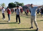 Sumringah. Warga Binaan Lapas Banyuasin Saat Senam Bersama