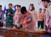 Bupati, Wabub, Sekda Banyuasin Dikukuhkan Sebagai Pengurus Gerakan Pramuka Banyuasin