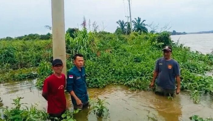 Kapal Angkutan Batubara Sebabkan Tiang Listrik Desa Hampir Ditengah Sungai
